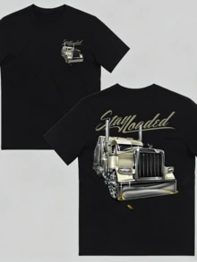 Stay Loaded Trucker T Shirt, Semi Truck Graphic Tee, Minimal Truck Driver Apparel, Classic Big Rig Shirt Gift For Truckers And Drivers - màu đen - Xem 1