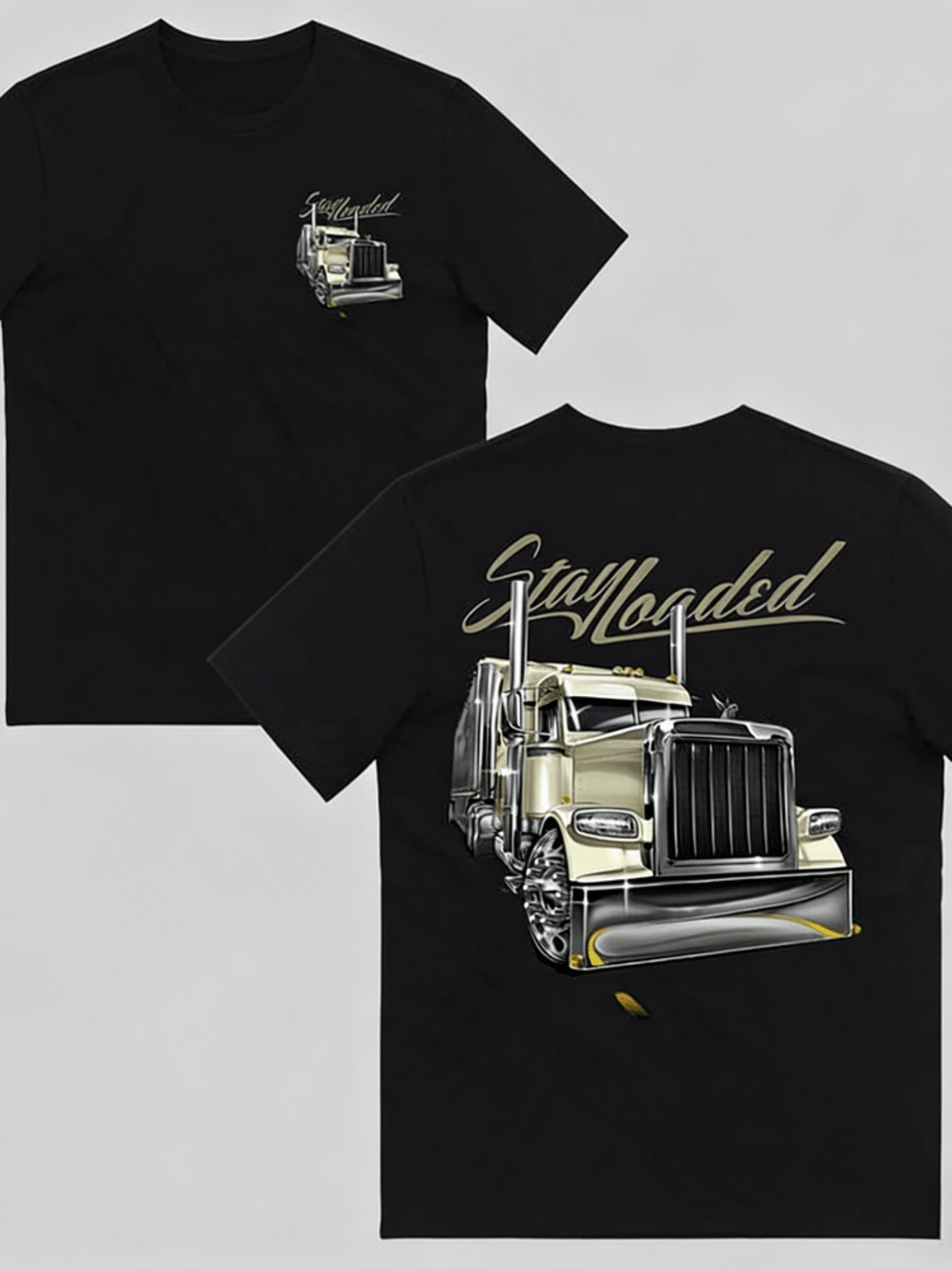 Stay Loaded Trucker T Shirt, Semi Truck Graphic Tee, Minimal Truck Driver Apparel, Classic Big Rig Shirt Gift For Truckers And Drivers - màu đen - Xem 1