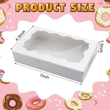 1/10/20 个装 - 带透明窗口的饼干糕点盒，尺寸：7 x 4.3 x 1.5 英寸，牛皮纸和白纸板材质，高档烘焙礼品盒，适用于甜点、婚礼、派对、圣诞节、生日等场合。 - 彩色 - 查看 8