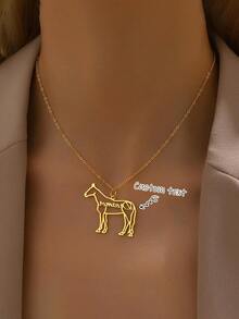 Personalized Name Horse Necklace, Animal Memorial Necklace, Hollow Cowgirl Horse Necklace, Riding/Christmas Gift, Gift For Horse Lovers. Valentine's Day/Birthday/Party Gift, Holiday Gift - Multicolor 9 - View 2