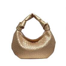 Women's Crescent-Shaped Handbag, Black And Burgundy, Double-Knot Design, PU Material, Lightweight And Fashionable, Suitable For Outings And Parties - Multicolor - View 11