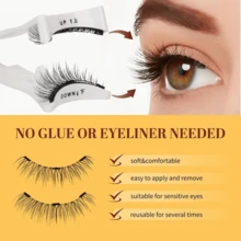 1 Set de Pestañas Postizas Magnéticas con Herramienta Aplicadora, Pestañas Magnéticas Reutilizables de Aspecto Natural, Ligeras Adecuadas para Maquillaje Natural - 1 Estilo - Negro - Ver 7