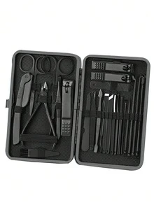 Manicure & Nail Repair Tools With Travel CaseBlack Stainless Steel Nail Clipper Pedicure Set, Professional Foot Care Kit - Multicolor - View 11