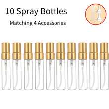 FIGHTYU 10pcs/20pcs 5/10ml Empty Transparent Glass Spray Bottles, Refillable Mini Perfume Atomizer, Travel Sample Bottles With Gold Aluminum Sprayer, For Beauty, Essential Oils, Plants, Home & Daily Use, Travel Essentials, Fine Texture, Low Allergy, Ideal For Business Travelers And Busy Professionals (Shiny Gold) Perfume Bottle Refillable Bottle Perfume Refillable Bottle Mist Spray Bottle Mini Spray Bottle Leak Proof Bottle - View 8