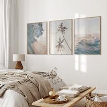 3件套无框波西米亚风粉彩海滩帆布海报，棕榈树图案，中性海岸风墙画，美观的房间装饰，艺术墙画，礼品佳品，适用于客厅、走廊、卧室、餐厅、宿舍等家居装饰 - 海灘 - 查看 6