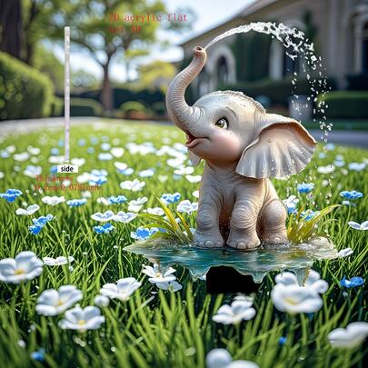 1个2D扁平亚克力动物草坪装饰插牌，适用于花园、草坪、庭院、盆栽植物装饰，精美礼品