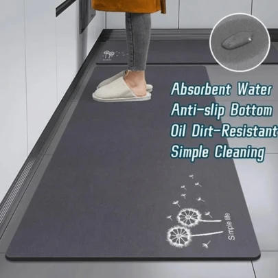 1 tấm thảm tắm hình chữ nhật làm từ đất tảo cát, siêu thấm hút, chống trơn trượt, có thể giặt, độ dày 0.1 inch, trọng lượng 900g/㎡, được làm từ chất liệu polyester với bùn tảo cát, có thể giặt máy, dạng dải dài dùng cho nhà bếp, phòng tắm, trang trí nhà cửa.