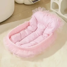 1 chiếc giường sofa cho mèo, ổ nằm thoải mái cho thú cưng mọi mùa, mềm mại, chống vón lông, thiết kế xếp nếp cổ điển, giường công chúa dễ thương, nhiều màu sắc để lựa chọn - Thích hợp cho mèo và chó nhỏ. - Nhiều màu - Xem 8