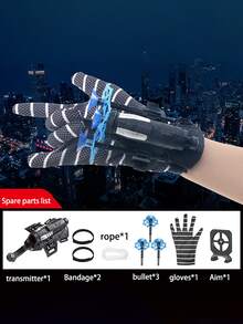 蜘蛛丝发射器软弹玩具，男女通用角色扮演道具，套装包含手套+发射器+吸盘+绳子 - 彩色 - 查看 15