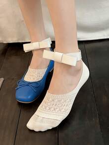 1/2 双春夏薄款甜美可爱蝴蝶结芭蕾舞风格百搭低帮隐形衬垫袜 - 彩色 - 查看 3