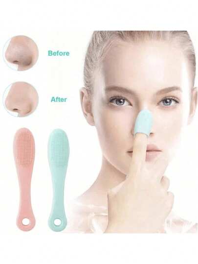 1 pieza Cepillo de limpieza facial manual de silicona, CYHYII Cepillo facial suave adecuado para piel sensible, se puede usar para eliminar los puntos negros, exfoliación, masaje, limpieza suave