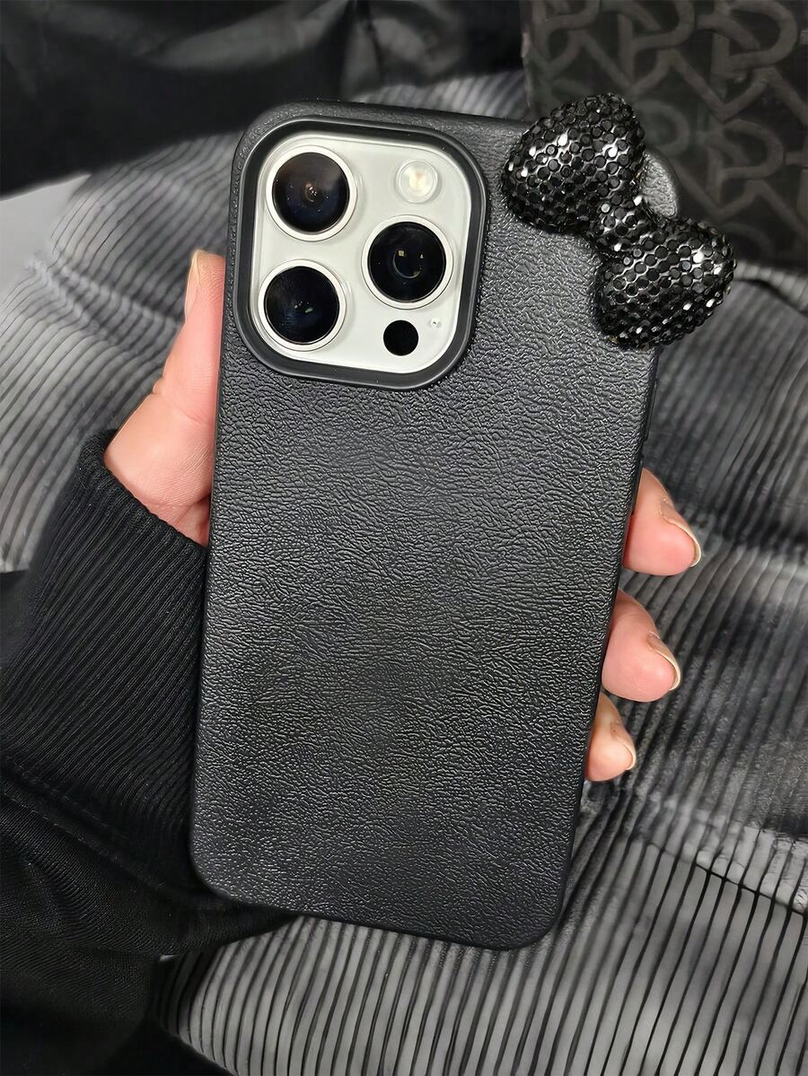 Bow-Knot 1pc Black Bow Tie Minimalist Full Coverage TPU Shockproof Phone Case Compatible With Apple 17, 16, 15, 14, 13, 12, 11 Pro Max, Air - Multicolor - View 1