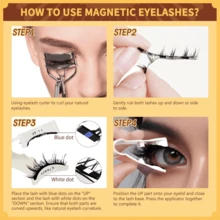 1 Set de Pestañas Postizas Magnéticas con Herramienta Aplicadora, Pestañas Magnéticas Reutilizables de Aspecto Natural, Ligeras Adecuadas para Maquillaje Natural - 1 Estilo - Negro - Ver 5