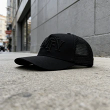 可调节男女通用棒球帽 - 酷炫嘻哈卡车帽，遮阳敞顶帽，街头户外帽，都市时尚帽 - 黑色 - 查看 4