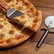 2 piezas Pala para pizza + Cortador de pizza, acero inoxidable con mango de madera, herramientas de horneado, corte y transferencia fáciles. Juego de horneado profesional: Pala para pizza de acero inoxidable + Rueda para pizza, herramientas para pizza para el hogar y comercial. Juego de pala para pizza + cortador de rueda, acero inoxidable, cubre todo el proceso de hacer pizza, sin necesidad de compras adicionales. - Multicolor - Ver 2