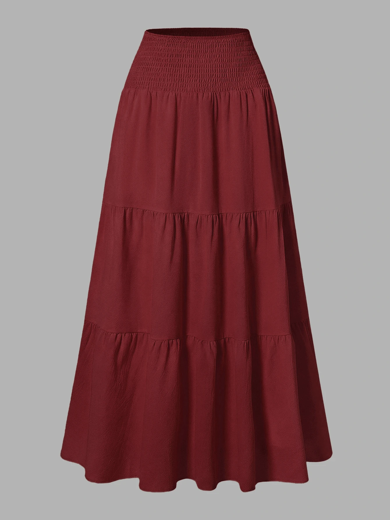Falda de verano de unicolor, minimalista y versátil con volantes, efecto de burbujas y arrugado, semitransparente