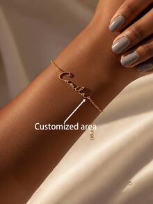 Custom-Made Laser-Cut Name Bracelets, Stainless Steel Name Bracelets, Exquisite, Simple And Bracelet Accessories, Jewelry Gifts, Personalized Jewelry, Suitable For Everyday Wear, Holidays, Parties, Birthday Gifts. - Multicolor - View 1
