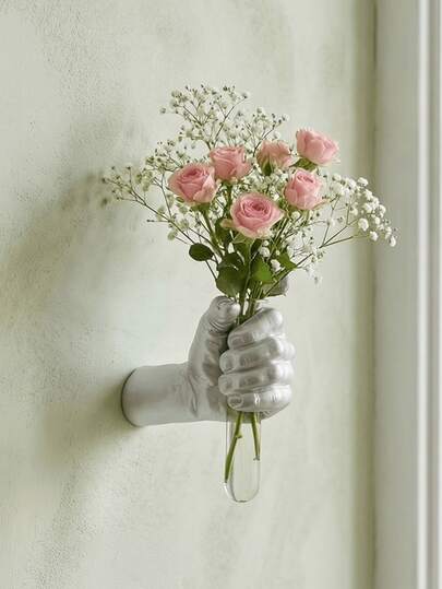 1件壁挂艺术雕塑花瓶 - 创意拳头花瓶，适用于墙面装饰和插花 | 美观的房间装饰、独特的礼物、婚礼装饰、家居装饰、卧室墙面装饰