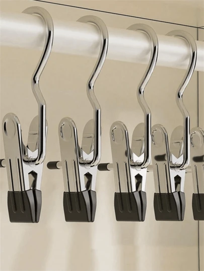 10/30/40 pièces Pinces à linge durables en acier inoxydable, pinces à lessive essentielles pour la rentrée scolaire avec crochets, pinces à linge multifonctionnelles et portables pour l'organisation de la garde-robe, parfaites pour les pantalons, chaussures, jeans, bottes et jupes, idéales pour Pâques, la fête des mères et les célébrations saisonnières, améliorez votre rangement à la maison avec des cintres à la mode et pratiques, convient pour les décorations de Noël, d'Action de grâce et du Nouvel An