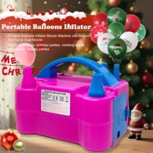 1 pieza Bomba eléctrica automática de doble orificio para inflar globos, soplador de globos, bomba de inflado, inflador, máquina de inflado de globos, herramienta para inflar globos en la decoración de bodas - Rosa Roja - Ver 1