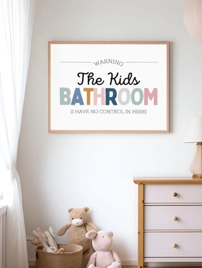 1pc Canvas Waterproof Wall Art, Children's Room Wall Decor, Children's Bathroom Wall Art, Bathroom Wall Decor, Children's Bathroom Sign, Children's Bathroom Decoration, Children's Bathroom Art, Rainbow, Bathroom Quotes, Inspiring Children's Room Art, Cozy Nursery Decor, Boys & Girls Room Decor, Preschool Decor, Nursery Wall Art, Playroom Poster, Daycare Decoration, Infant & Newborn Gift