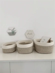 Bộ 1/3 giỏ đựng đồ thủ công đan lát kiểu Bohemian, hộp đựng đồ trên bàn làm việc thời trang, hộp đựng đồ trang trí nhà cửa dùng để đựng quần áo, mỹ phẩm, đồ dùng gia đình, sắp xếp tủ quần áo phòng ngủ, giỏ mây trang trí, giải pháp lưu trữ đa năng di động cho không gian sống hiện đại. - Xám - Xem 15