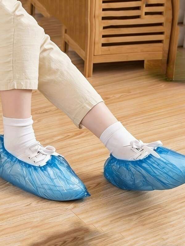10pcs/50pcs/100pcs/200pcs Disposable Shoe Covers, Suitable For Travel, Hotel, Outdoor Cycling, Cleaning, Blue Color Shoe Covers To Keep Shoes Dry In Rainy Weather