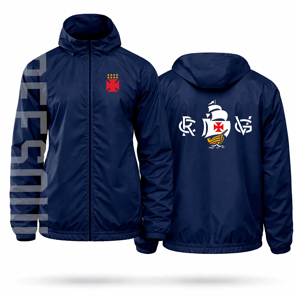 Men's Waterproof Windbreaker Jacket, Suitable For Rio De Janeiro, Vasco Da Gama, Gym, Running, Sports, Fitness, Fighting, And Is Unisex. - 寶藍色 - 查看 1