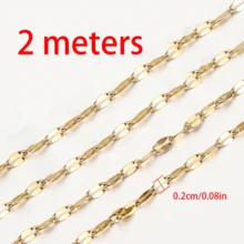 2m Gold Stainless Steel Chain With Cross, Lip, Sequin, Heart Beads, Suitable For DIY Jewelry Making Necklace, Bracelet, Accessories - 2 Meters - View 27