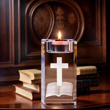3D geschnitzter Kreuz- und Bibel-Kristall-Kerzenthalter, christliche religiöse Gebetsdekoration, ideales Geschenk zu Ostern, Muttertag, Taufe und Erstkommunion, religiöse Memorabilien und Heimdekoration für Kirche, Gebetsraum, Wohnzimmer, Schlafzimmer - A - Übersicht 14