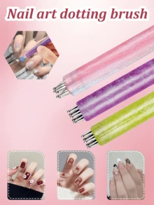 1支花朵美甲点钻笔，圆珠笔设计，美甲绘画工具，适用于绘画、雕刻、镶嵌水钻，DIY美甲沙龙用品 - 彩色 - 查看 1