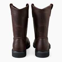Men High-Top Leather Riding Boots - Brown - View 4