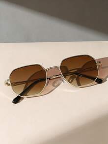 Retro bruna bågar för dammode med gyllene båge - Dubbelbrun - Visa 3