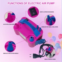 1 pieza Bomba eléctrica automática de doble orificio para inflar globos, soplador de globos, bomba de inflado, inflador, máquina de inflado de globos, herramienta para inflar globos en la decoración de bodas - Rosa Roja - Ver 4
