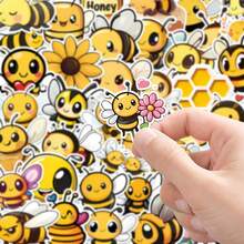 50 Pieces Of Cute Bee Sticker - Waterproof Vinyl, Suitable For Laptops, Water Bottles, Notebooks, Suitcases, Etc. - Cartoon Fun DIY Scrapbook Gift Stickers Scrapbook Supplies Stationery Funny Stickers Kindle - A - View 8