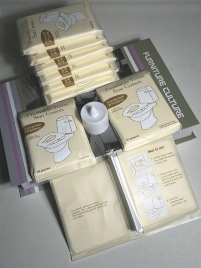 10pcs/Pack Thick Disposable Toilet Seat Covers, Washable Toilet Mats, Adult Toilet Training Pants, Public Restroom Travel Accessories, Individually Packaged Portable Toilet Seat Covers, Suitable For Airplane, Camping, Travel And Long-Term Waterproof Toilet Mats, Suitable For Hotel Rooms