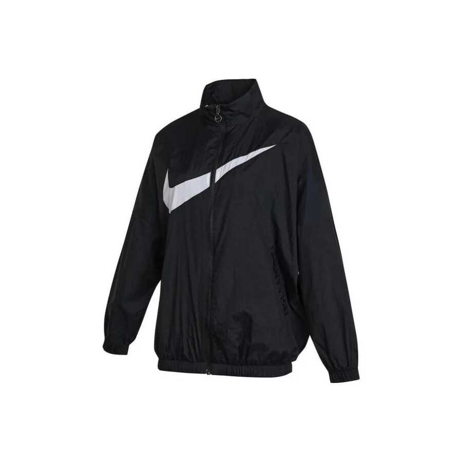 Nike Logo印花防風休閒寬鬆連帽外套 女款 黑色 - 黑色 - 查看 1