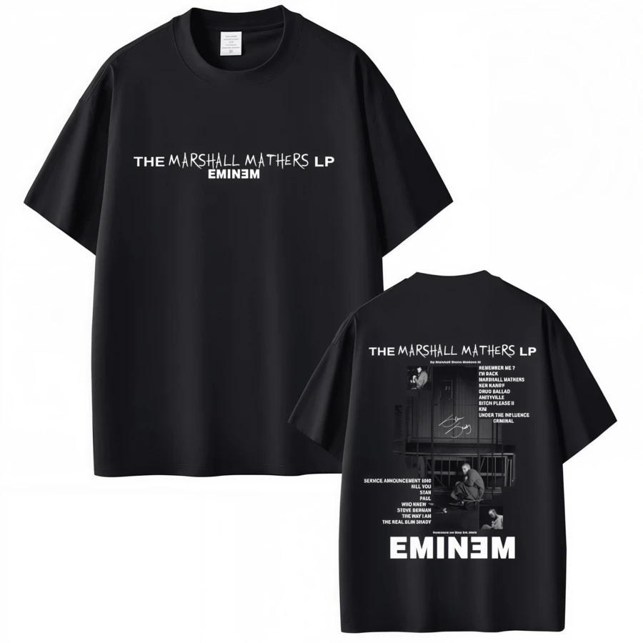 T-shirt graphique Rappeur Album 2000 Hommes Femmes Vêtements Mode Hip Hop T-shirts oversize Hommes Coton T-shirt vintage - Noir - Voir 1