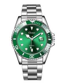 1 件绿水鬼设计男士石英腕表，时尚钢带 - 銀色 - 查看 6