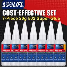 LOOLIFL 502 强力胶水 1-7 支装 20 克 速干高强度胶水，透明速干胶，适用于塑料、金属、橡胶、陶瓷、木材、DIY、维修，高性价比套装 - 20g dw502膠水 - 查看 7