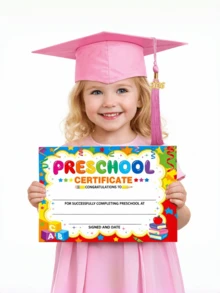2026 Shiny Kindergarten & Preschool Graduation Cap With Tassel - Multicolor - View 2