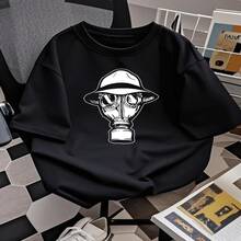 1 Camiseta de Hombre, Camisetas de Algodón, Pantalones de Algodón para Hombre, Máscara de Luchador 180g Blanco y Negro Estampado de Lucha Mexicana, Algodón de Alta Calidad, Cuello Redondo, Corte Holgado Básico, Transpirable, Lavable a Máquina, Cómodo, Versátil, Tallas S ~ 3XL, Casual Diario, Esencial para Deportes, Verano - Multicolor - Ver 1