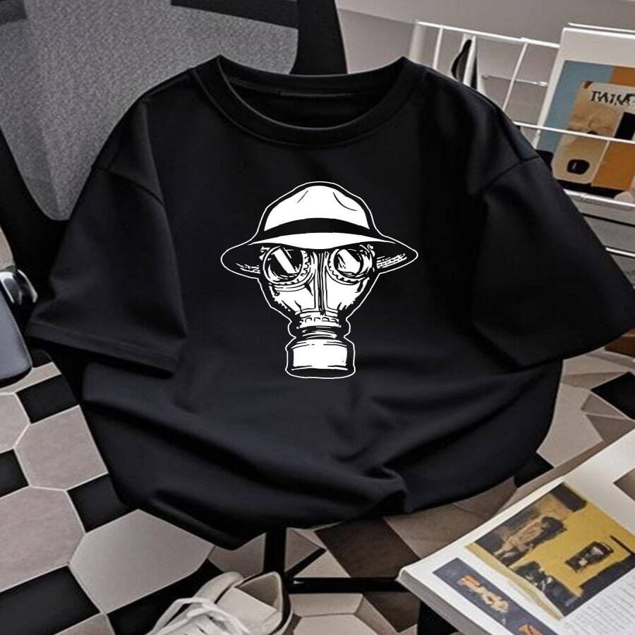 1 Camiseta de Hombre, Camisetas de Algodón, Pantalones de Algodón para Hombre, Máscara de Luchador 180g Blanco y Negro Estampado de Lucha Mexicana, Algodón de Alta Calidad, Cuello Redondo, Corte Holgado Básico, Transpirable, Lavable a Máquina, Cómodo, Versátil, Tallas S ~ 3XL, Casual Diario, Esencial para Deportes, Verano - Multicolor - Ver 1