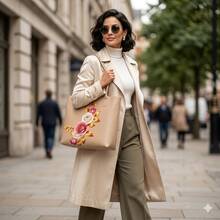 Bolsa Sacola Feminina Casual dia a dia Trabalho Faculdade - Nu / Nude - Visão 3