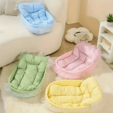 1 chiếc giường sofa cho mèo, ổ nằm thoải mái cho thú cưng mọi mùa, mềm mại, chống vón lông, thiết kế xếp nếp cổ điển, giường công chúa dễ thương, nhiều màu sắc để lựa chọn - Thích hợp cho mèo và chó nhỏ. - Nhiều màu - Xem 6