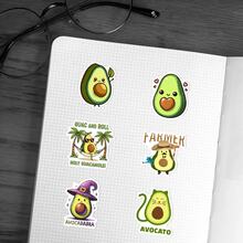 52pcs Stickers Featuring Cartoon Avocados - Waterproof Vinyl, Suitable For Laptops, Water Bottles, Notebooks, Suitcases, Etc. - Cute Cartoon DIY Scrapbook Gift Scrapbook Supplies Stationery Funny Stickers Kindle - A - View 4