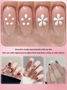 1支花朵美甲点钻笔，圆珠笔设计，美甲绘画工具，适用于绘画、雕刻、镶嵌水钻，DIY美甲沙龙用品 - 彩色 - 查看 2