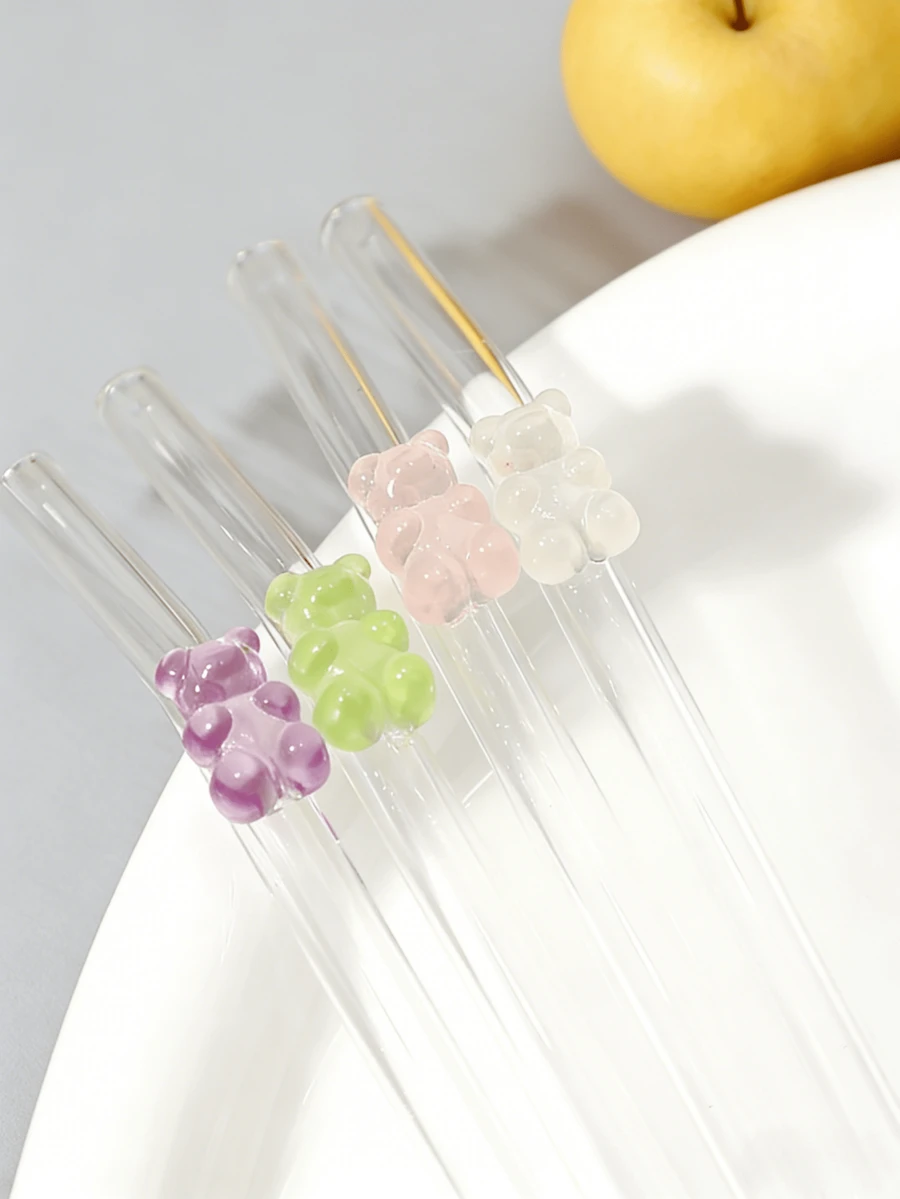 可重复使用的玻璃吸管，饰有色彩缤纷的小熊图案，甜美可爱，是冷饮的理想之选，也是馈赠佳品。适用于冰饮、下午茶、奶昔、冰沙、苏打水、奶茶、果汁和其他冷饮。是海滩派对、户外野餐、甜品店、小吃店、派对用品、家庭聚会、儿童派对、圣诞节、万圣节、情人节、返校季的完美之选。清爽怡人，是送给女孩的完美礼物。 - 查看 1