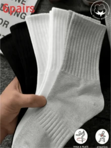 1/5 双装 女士粉色蝴蝶结白色中筒袜，休闲运动袜 - 简约、舒适、甜美柔软 - 适合日常穿着、运动、派对 - 彩色 - 查看 14