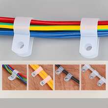 4毫米白色黑色尼龙塑料R型加厚电缆夹紧固件,专业级塑料扎带电线固定扣,重型线缆管理夹整理器,适用于家庭办公室、卧室、客厅、厨房、车库、工作室的收纳方案,耐用背胶电缆固定带扎带固定夹,可重复使用的电线配件整理用品,可调节环形扎带电缆管理系统 - 彩色 - 查看 4